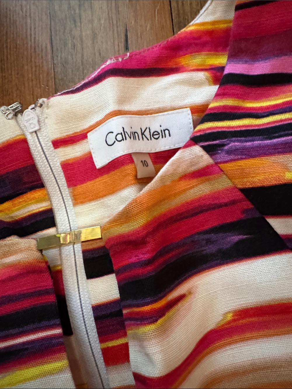 Calvin Klein Multicolor Striped Cap-Sleeve Sheath Dress